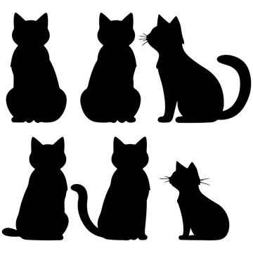 Cat black silhouette collection. Kitty silhouette set. Cat vector illustration