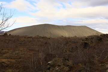 Dimmuborgir is a large area of unusually shaped lava fields east of Mývatn in Iceland