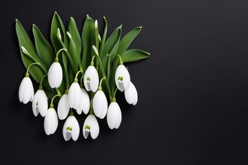  a bunch of white tulips with green leaves on a black background with space for text stock photo - budget - free stock photo - budget - free and - free.