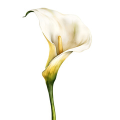 Single wedding calla lily in watercolor style isolated on white background