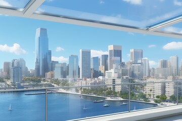 Fototapeta premium Breathtaking Sunrise Over a Vibrant Metropolis on a Clear Morning with Maximum Visibility