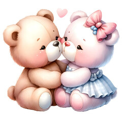 Cute couple teddy bears in love