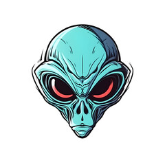 alien head cartoon isolated on white
