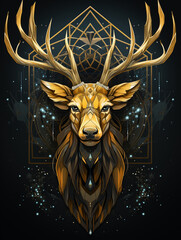 geometric stag head, tshirt design сreated with Generative Ai