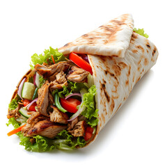 Chicken shawarma isolated on white background
