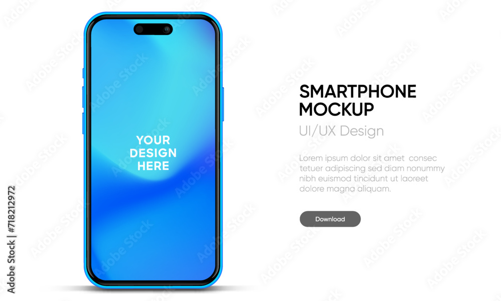Aufkleber Realistic smartphone mockup. Mobile phone vector with isolated on white background. Device front view. 3D mobile phone with shadow. Realistic, high quality smart phone mockup for ui ux presentation.