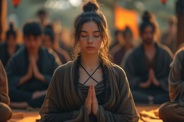 Calm person meditating and contemplating
