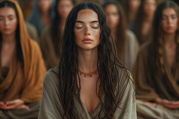 Calm person meditating and contemplating