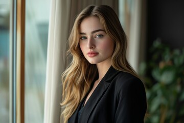 Caucasian successful confident young businesswoman ceo boss bank employee worker manager