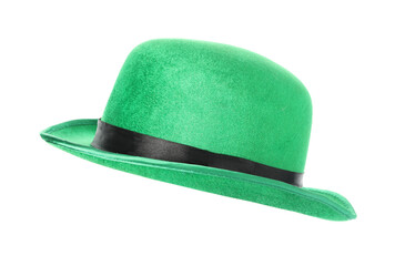 Green leprechaun hat isolated on white. Saint Patrick's Day accessory