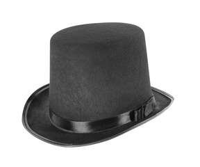 Black magician top hat isolated on white