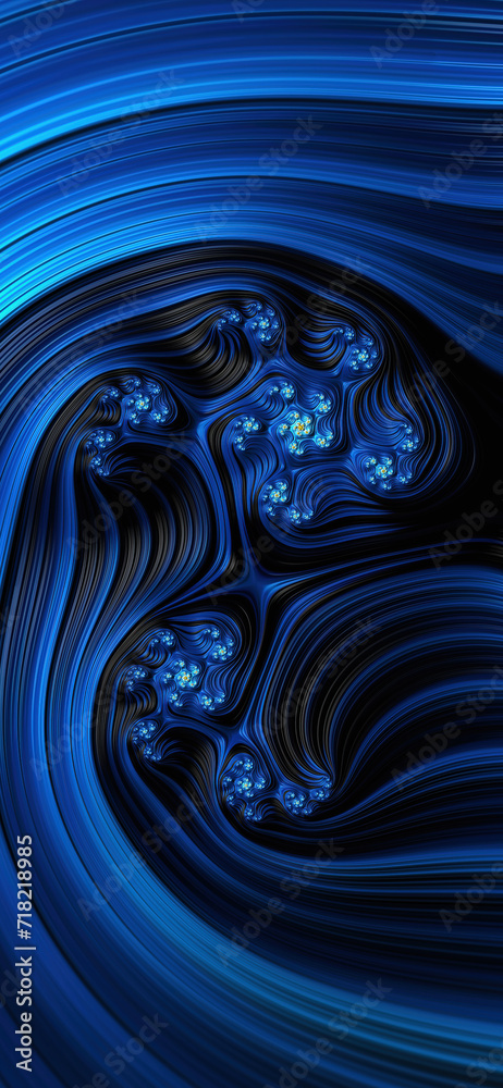 Canvas Prints abstract fractal colorful blue swirl line flowing colors. modern background