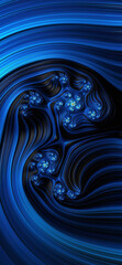 Abstract fractal colorful blue swirl line flowing colors. Modern background