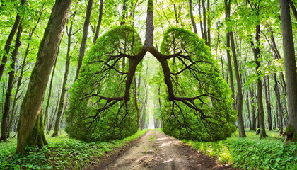 Fototapeta premium View of a forest in a shape of lungs