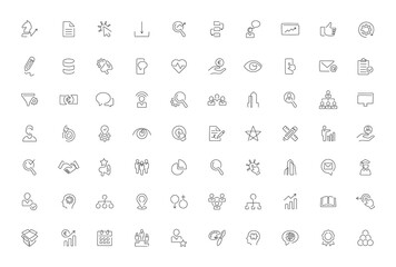 70 SEO and marketing elegant minimalistic continuous line icons
