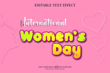 Women's Day Editable 3D Style EPS Vector Text Effect