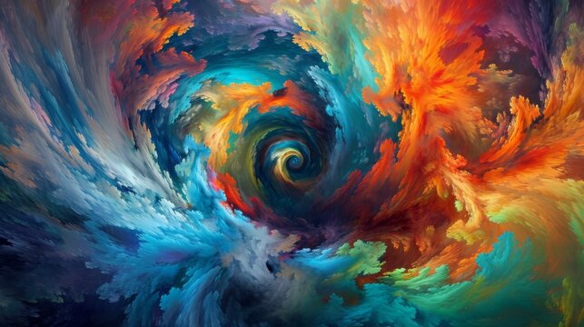 Colorful Swirl Abstract Painting on Canvas -