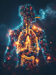 High-impact, thought-provoking visual concept for No Smoking Day, capturing the detrimental impact of cigarettes on the lungs, body and overall health. Advertising concept.