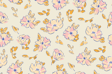 Seamless pattern with colorful pattern of abstract flowers