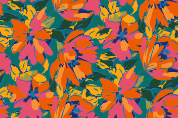 Seamless pattern with colorful pattern of abstract flowers