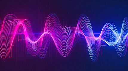 Abstract Light Waves, Neon Lines in Motion, Futuristic Sound Wave Design, Bright Energy Background