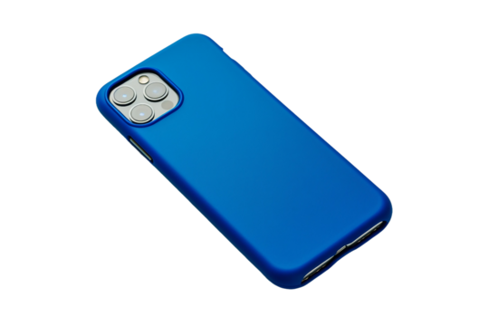 Smartphone in Blue Case on transparent background PNG by Generative A.I.