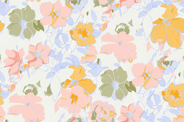 Seamless pattern with colorful pattern of abstract flowers