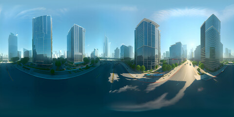 Fototapeta na wymiar day city street 360 degree HDRI map