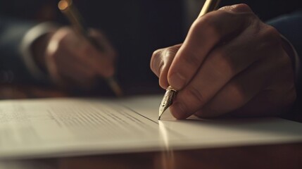 A person is seen writing on a piece of paper using a pen. This image can be used to depict activities such as note-taking, writing, education, or communication