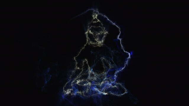 Buddha image emerges from bright particles
