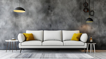 Modern sofa in living room. Interior design.