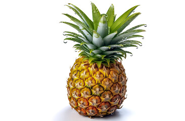 Tropische Frucht, Ananas, freigestellt vor neutralem Hintergrund, Generative AI
