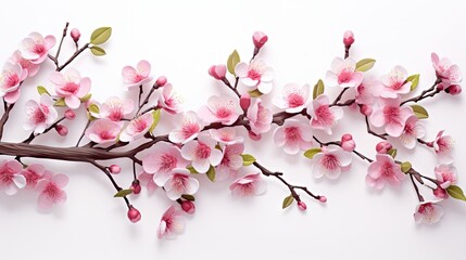 Fototapeta premium amazing banner with blooming tree branches on a white background.