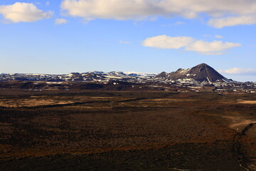 View in the Myvtan National park located in northern Iceland in the vicinity of the Krafla volcano