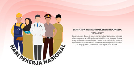 Hari Pekerja Nasional or Indonesia Labor Day background with Indonesian national workers