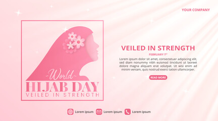 World Hijab Day background with a silhouette Muslim woman