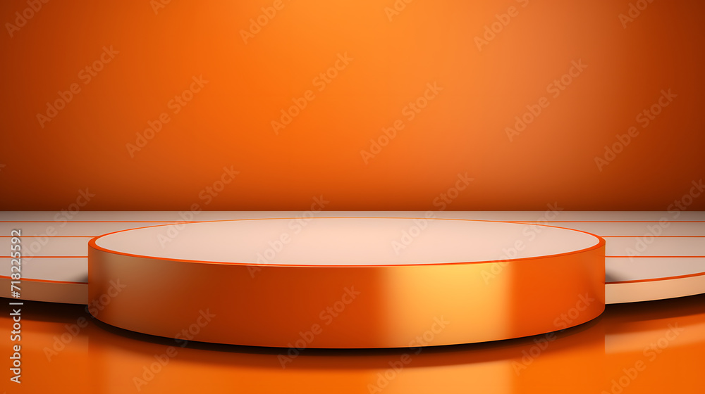 Poster circle orange luxury blank podium display product presentation