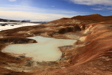 Naklejka premium Leirhnjúkur is an active volcano located northeast of Lake Mývatn in the Krafla Volcanic System, Iceland