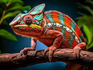 Obraz premium Pantherchamäleon (Furcifer pardalis) in natürlicher Umgebung, Generative AI
