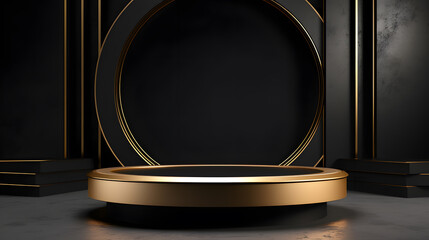 black and gold luxury blank podium display product presentation