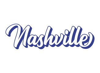 Obraz premium Handwritten word Nashville. Name of State capital of Tennessee. 3D vintage, retro lettering for poster, sticker, flyer, header, card, clothing