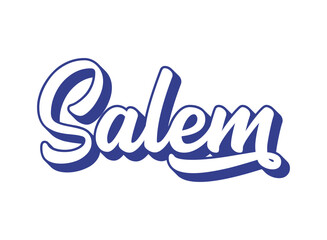 Handwritten word Salem. Name of State capital of Oregon. 3D vintage, retro lettering for poster, sticker, flyer, header, card, clothing
