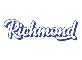 Handwritten word Richmond. Name of State capital of Virginia. 3D vintage, retro lettering for poster, sticker, flyer, header, card, clothing