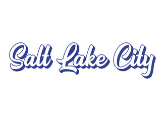 Handwritten words Salt Lake City. Name of State capital of Utah . 3D vintage, retro lettering for poster, sticker, flyer, header, card, clothing