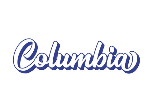 Handwritten word Columbia. Name of State capital of South Carolina . 3D vintage, retro lettering for poster, sticker, flyer, header, card, clothing