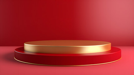 gold and red luxury blank podium display product presentation
