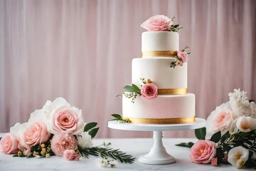 Fototapeta na wymiar Beautiful modern and minimalist wedding cake