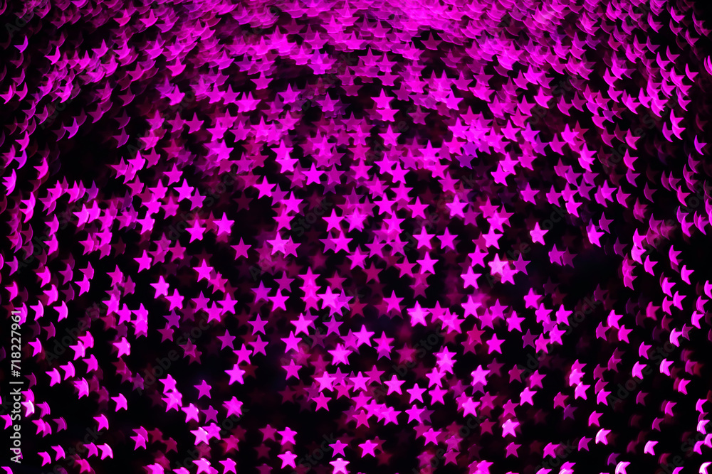Poster blur magenta star shape neon light from camera lens for pattern and background.