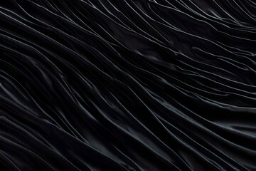Black Textile with Ripples and Folds. Luxury Surface Background