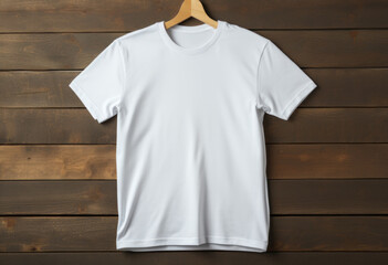 A white T-shirt for mock up on dark background, generative AI